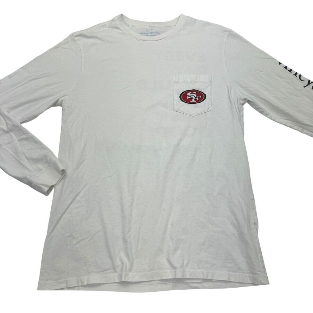 San Francisco 49ers T-Shirt Men's M White Vineyard Vines NFL Football Pullover